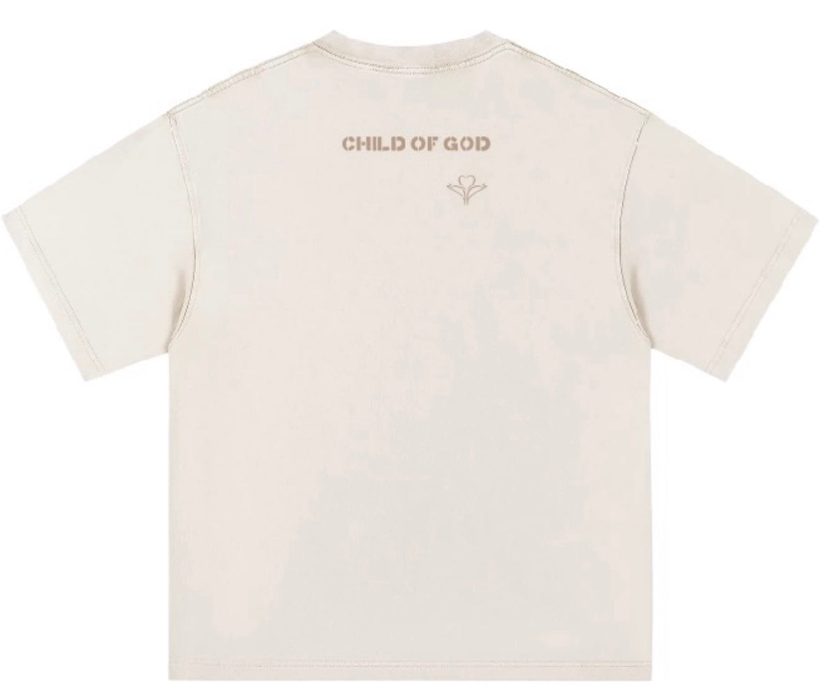 T-shirt Child of God dos • Cream Marron • RENEWED