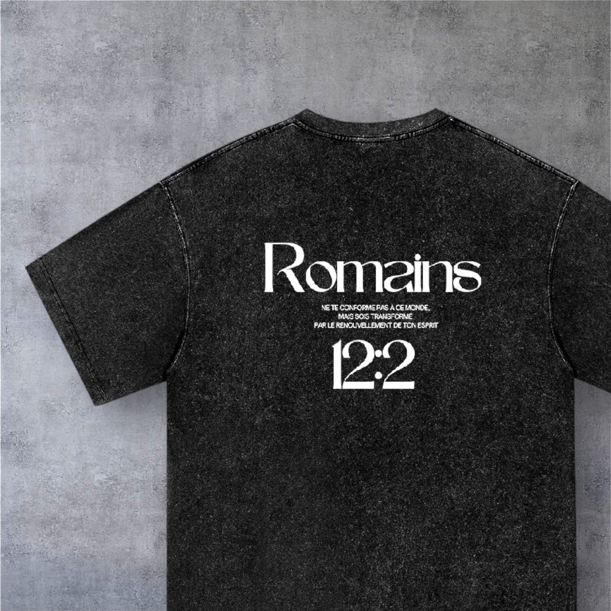 T-Shirt Romains 12:2 • Black • Renewed