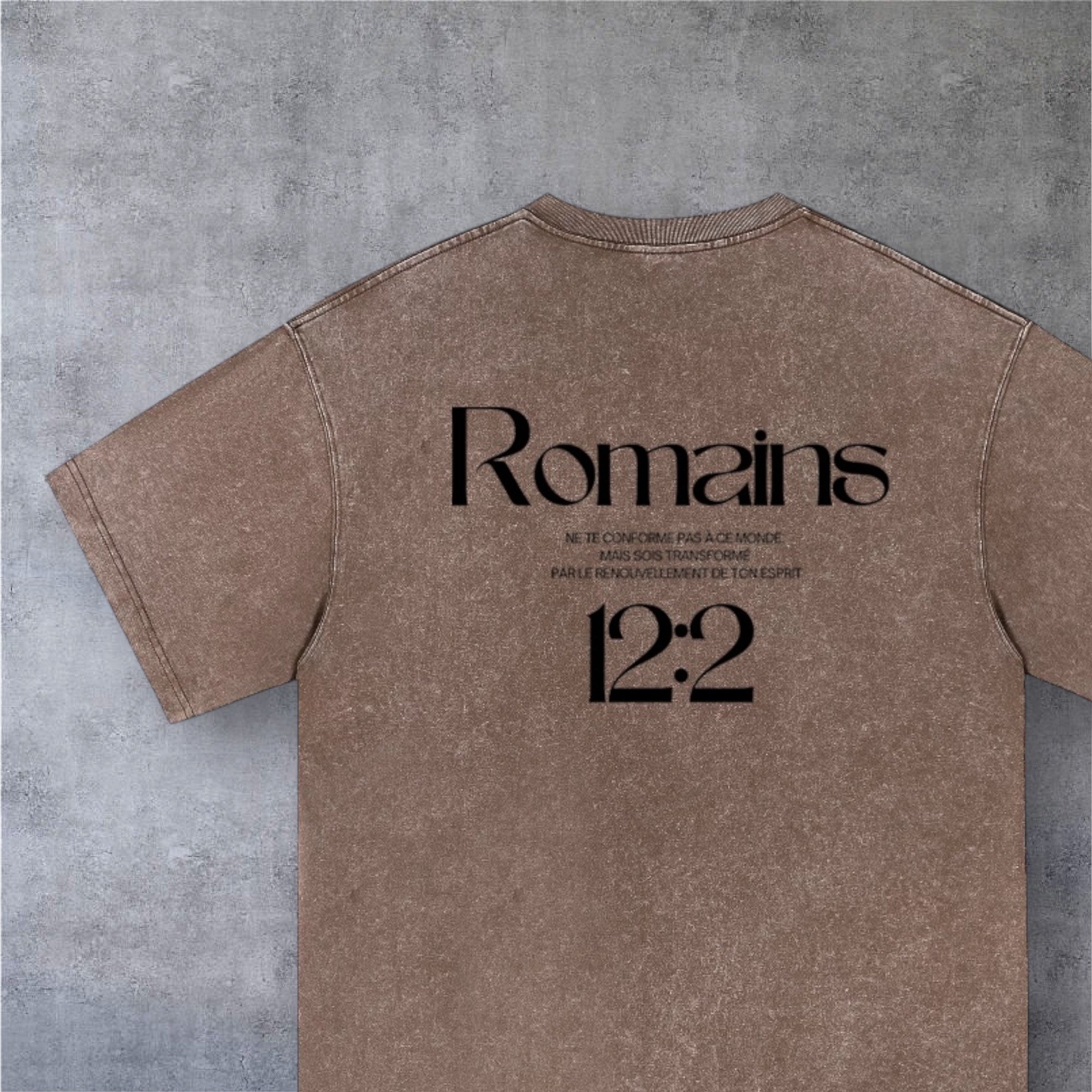T-Shirt Romains 12:2 • Renewed • Marron